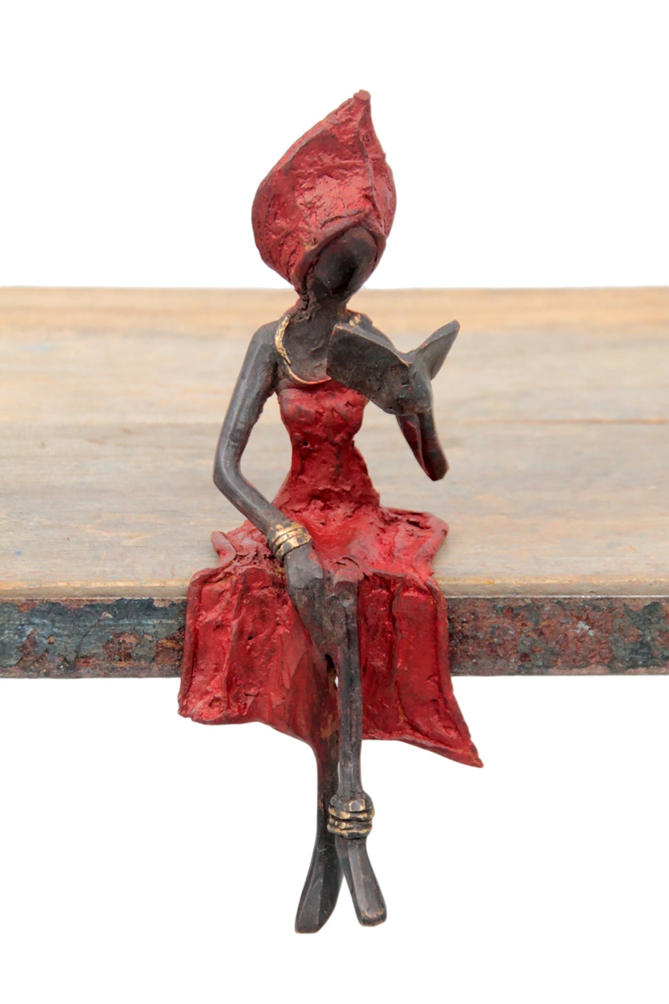 Bronze assis 15 cm rouge n°1 