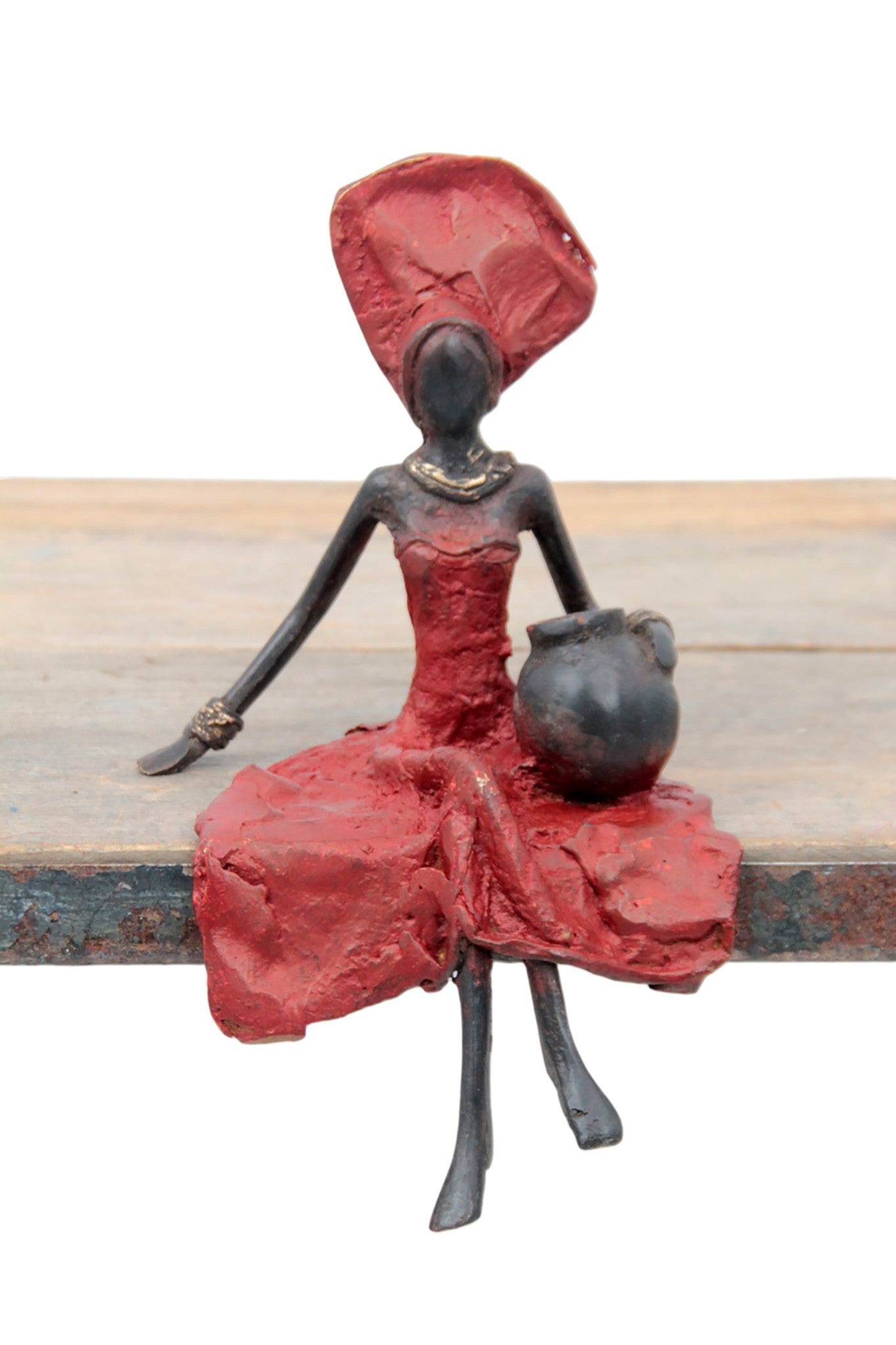 Bronze assis 15 cm rouge n°10 