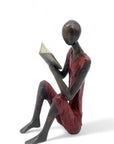 Bronze assis à poser 55 cm rouge n°2 Bronzes d'Afrique