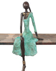 Bronze assis 40 cm turquoise n°3 