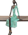 Bronze assis 40 cm turquoise n°3 