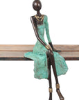 Bronze assis 40 cm turquoise n°3 