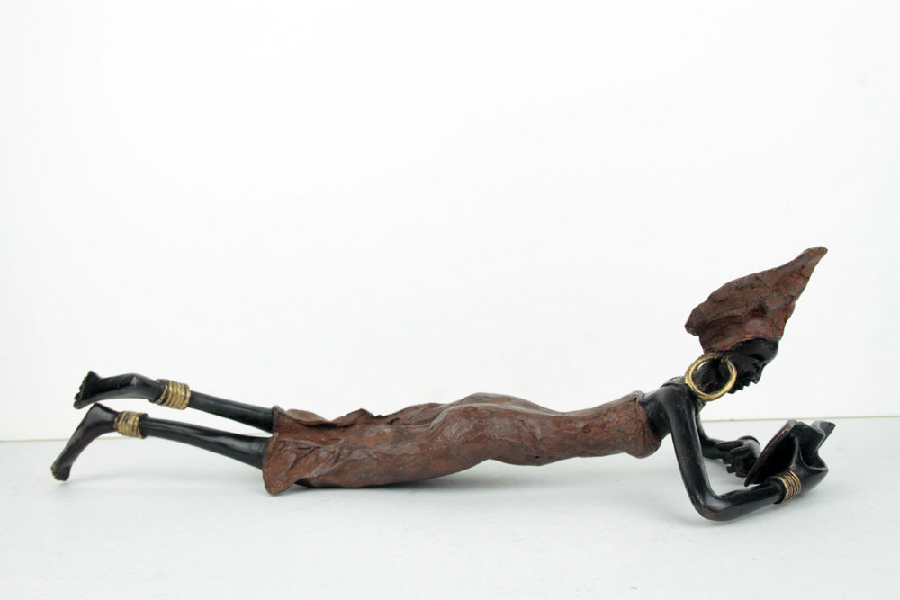 Bronze allongé 50 cm marron n°1 Bronzes d'Afrique