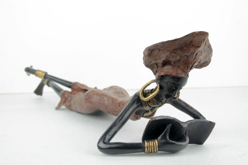 Bronze allongé 50 cm marron n°1 Bronzes d'Afrique