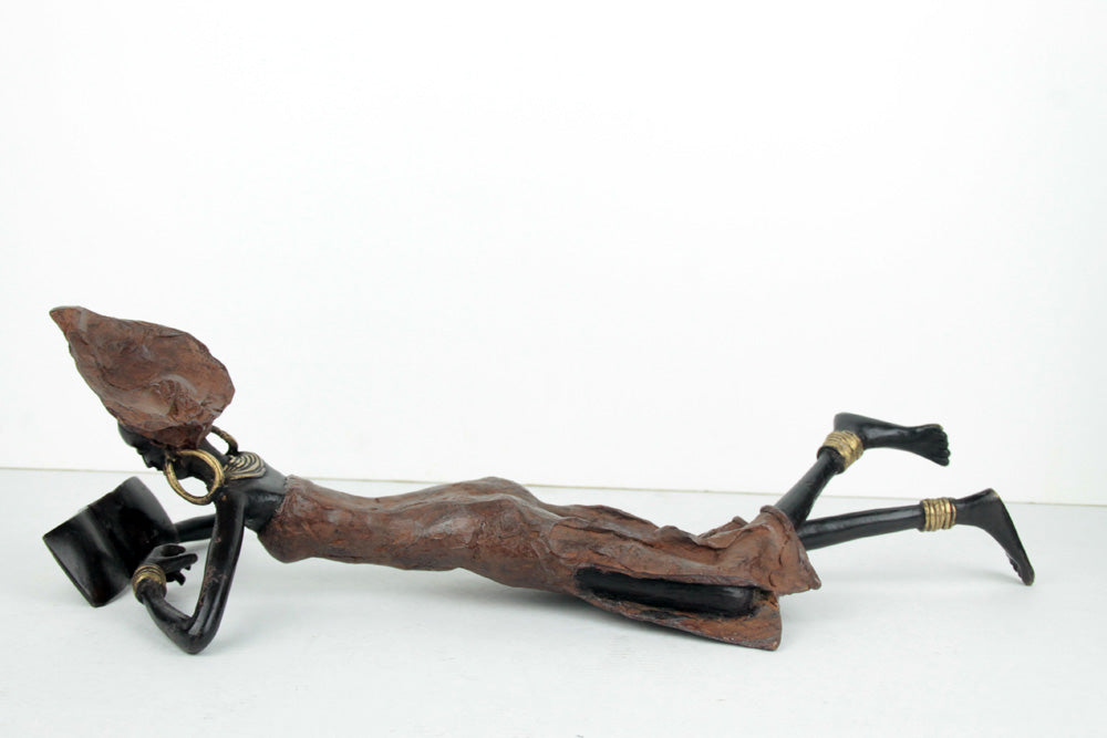Bronze allongé 50 cm marron n°1 Bronzes d'Afrique