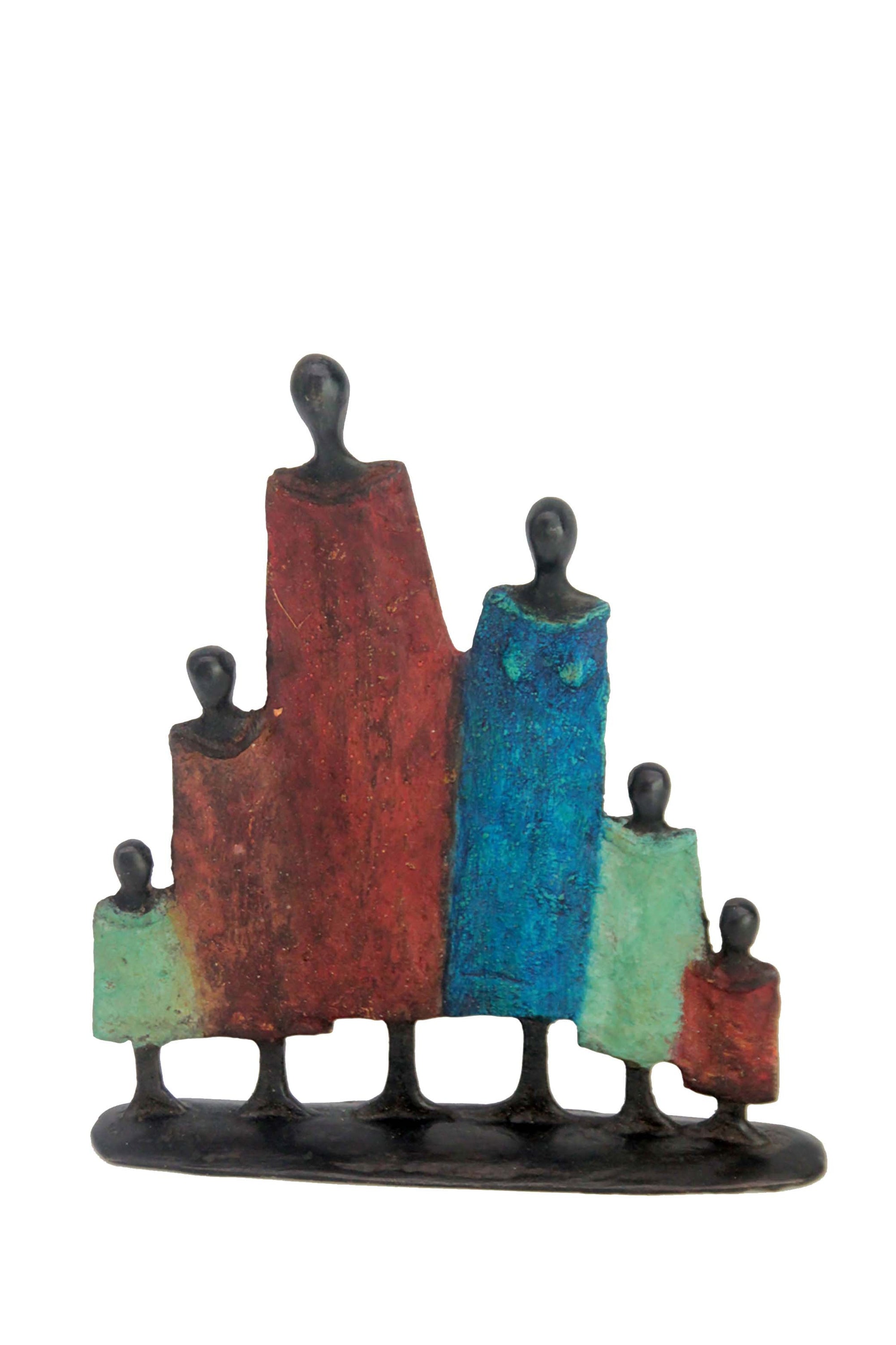 Famille 6 personnages marron &amp; vert n°5 Bronzes d'Afrique