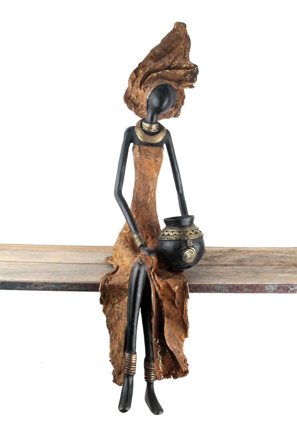Bronze Issouf exceptionnel assis 55 cm marron n°1 Bronzes d'Afrique