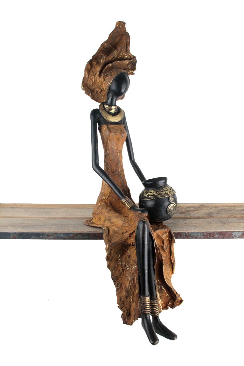Bronze Issouf exceptionnel assis 55 cm marron n°1 Bronzes d'Afrique