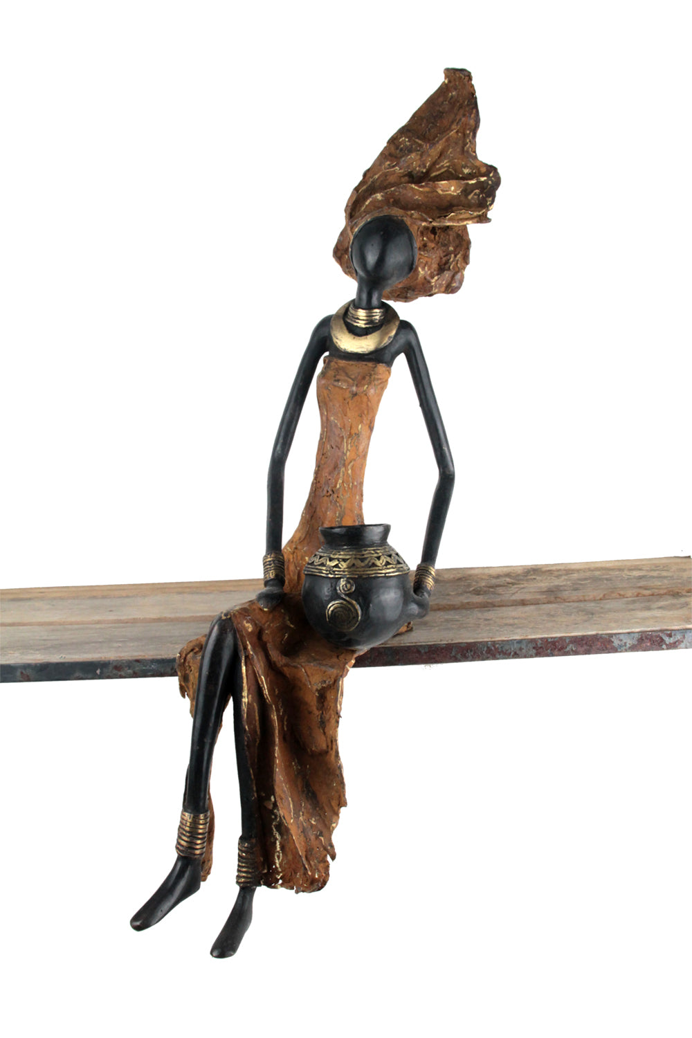 Bronze Issouf exceptionnel assis 55 cm marron n°1 Bronzes d'Afrique