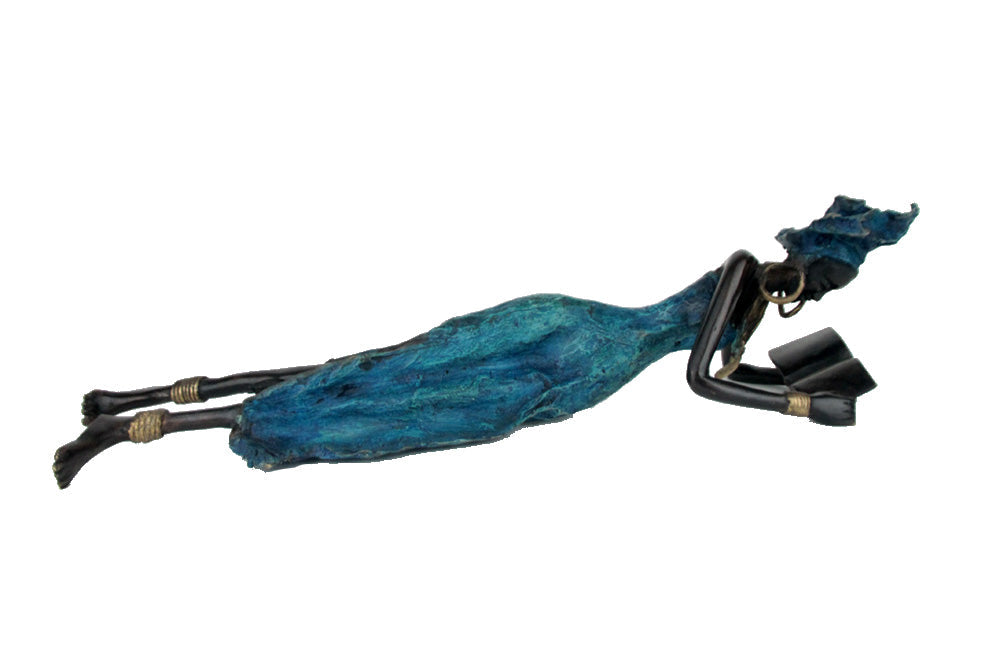 Bronze allongé 50 cm bleu n°1 Bronzes d'Afrique