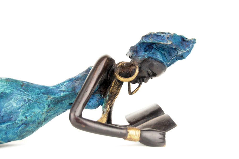 Bronze allongé 50 cm bleu n°1 Bronzes d'Afrique