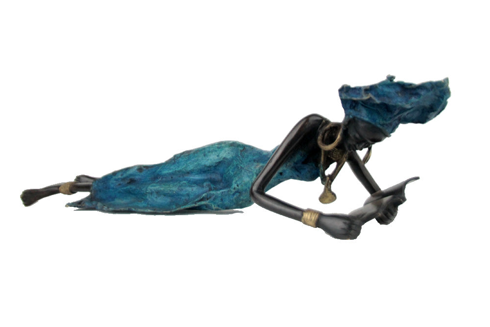 Bronze allongé 50 cm bleu n°1 Bronzes d'Afrique