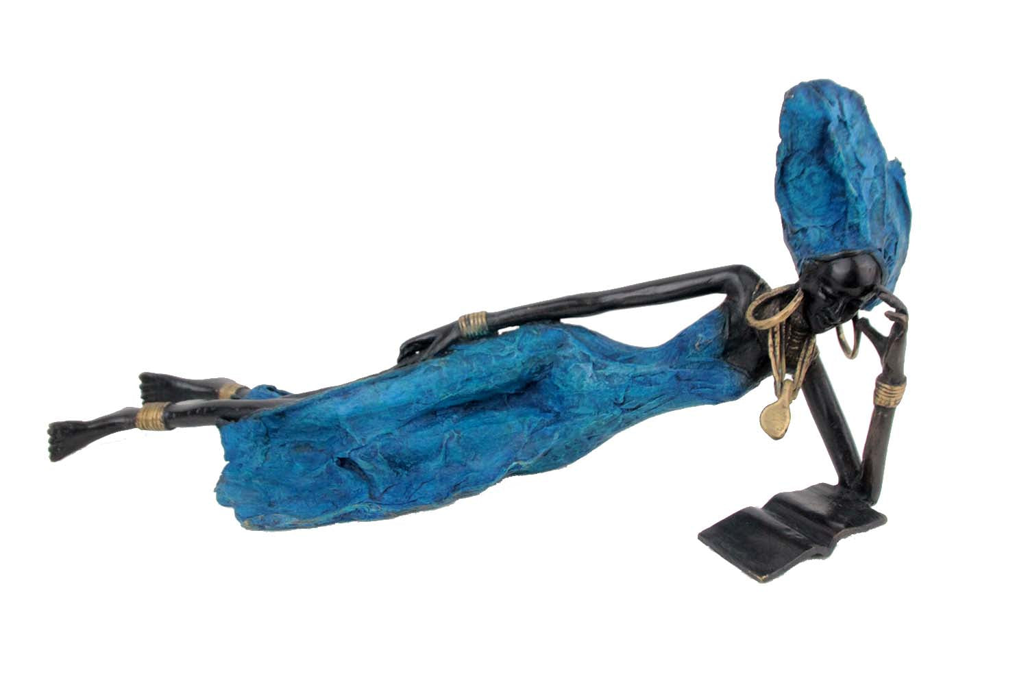 Bronze allongé 50 cm bleu n°2 Bronzes d'Afrique