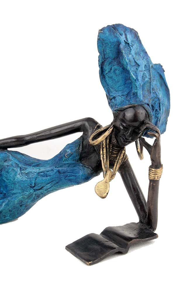 Bronze allongé 50 cm bleu n°2 Bronzes d'Afrique