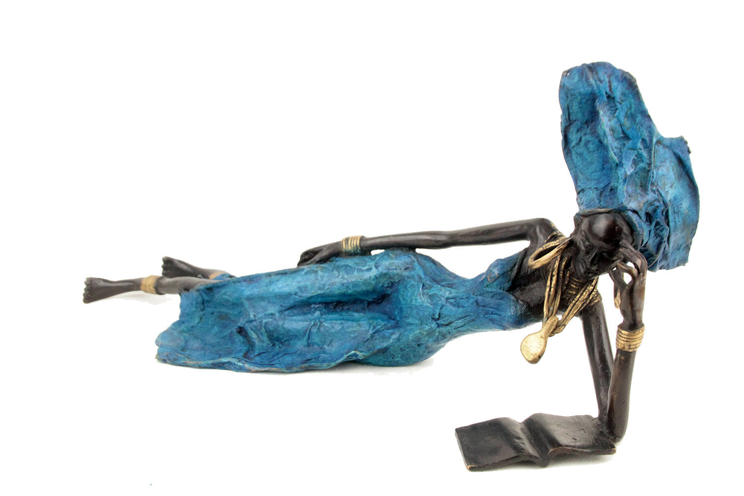 Bronze allongé 50 cm bleu n°2 Bronzes d'Afrique