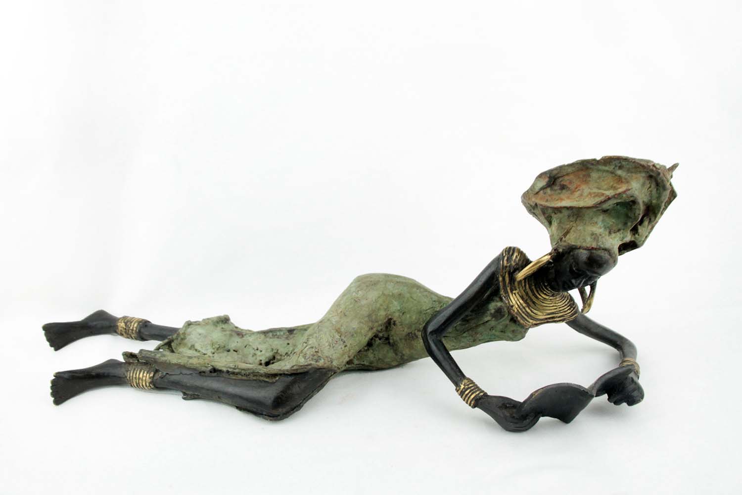 Bronze allongé 50 cm vert n°1 Bronzes d'Afrique