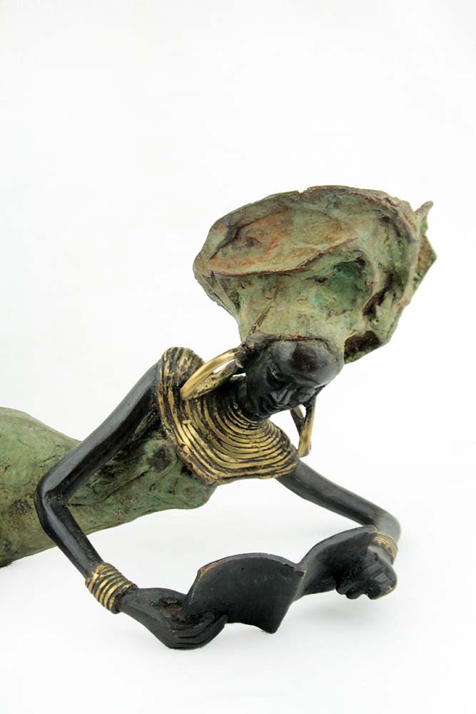 Bronze allongé 50 cm vert n°1 Bronzes d'Afrique