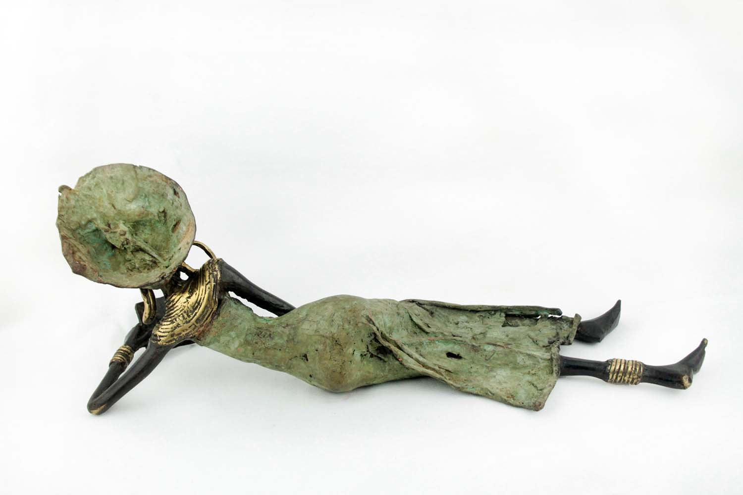 Bronze allongé 50 cm vert n°1 Bronzes d'Afrique