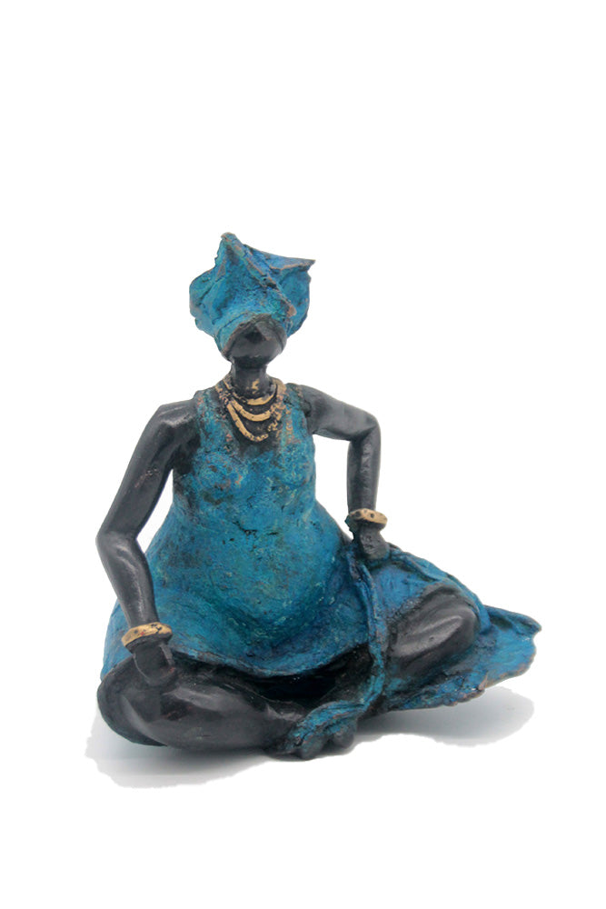 Bronze Big Mama 15 cm bleu n°1 Bronzes d'Afrique