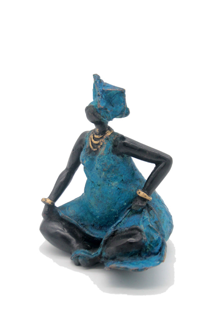 Bronze Big Mama 15 cm bleu n°1 Bronzes d'Afrique