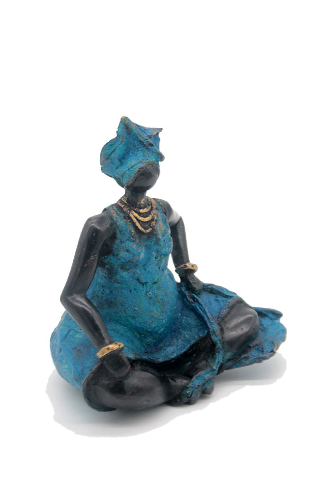 Bronze Big Mama 15 cm bleu n°1 Bronzes d'Afrique