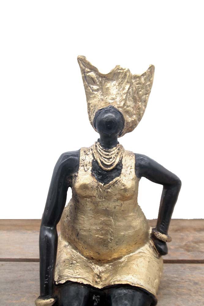 Bronze Big Mama 25 cm doré n°4 Bronzes d'Afrique