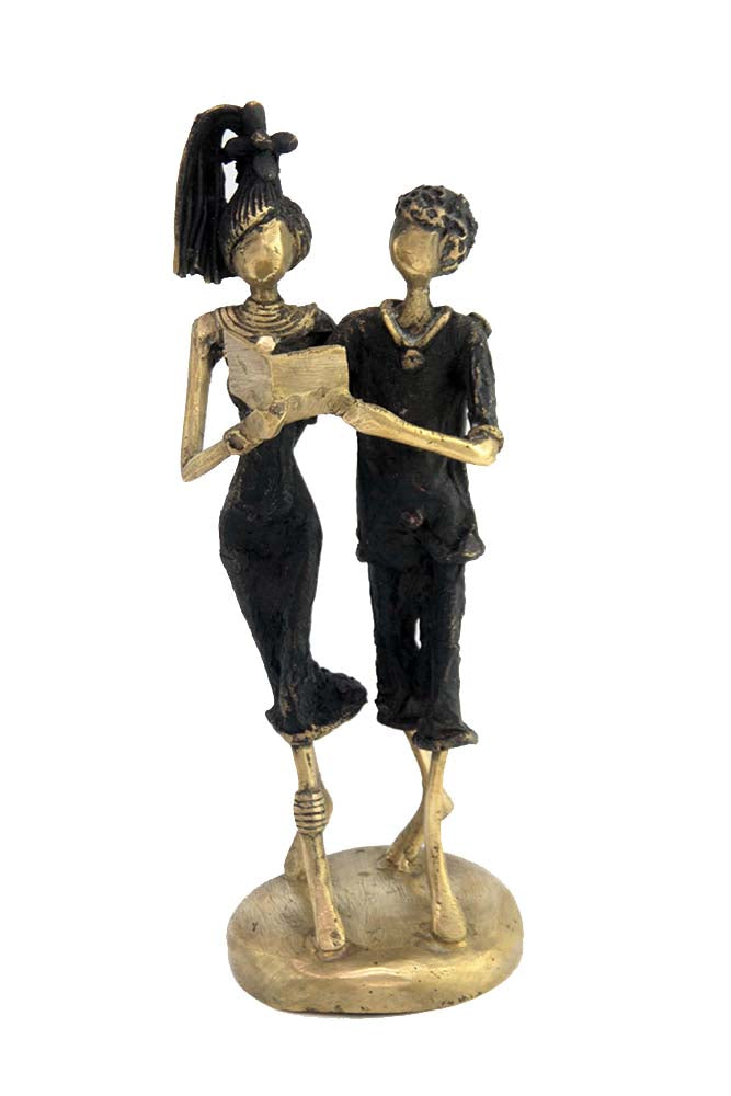 Bronze couple 20 cm noir et doré n°1 Bronzes d'Afrique