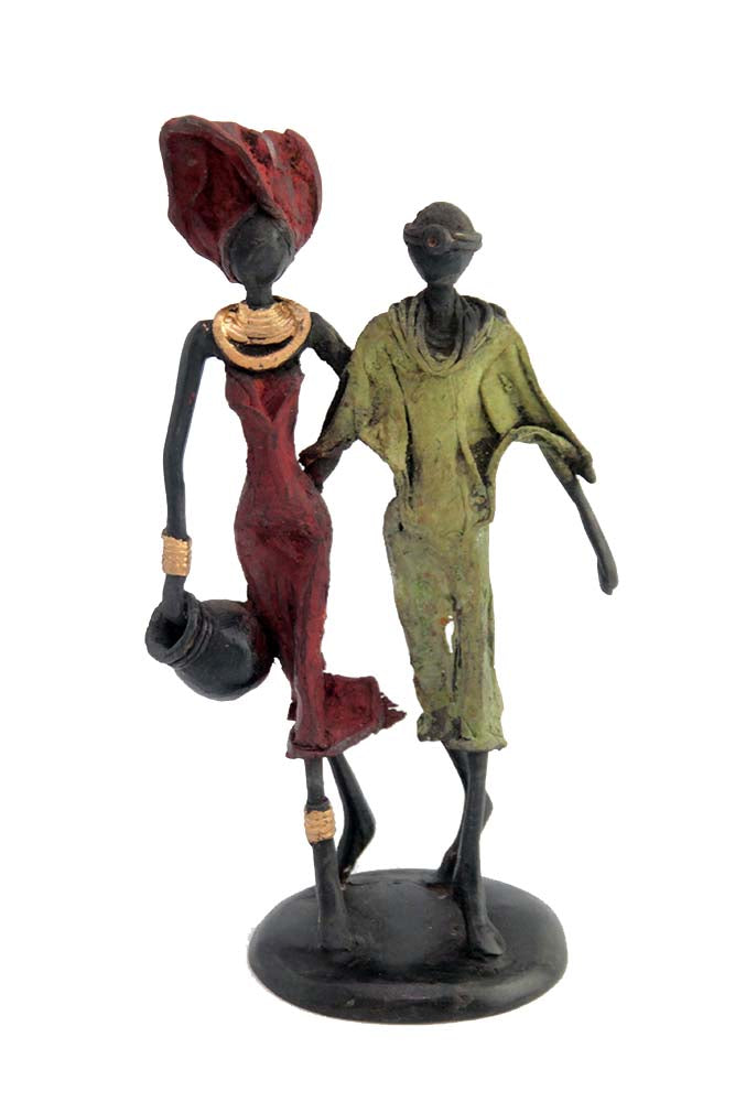 Bronze couple 20 cm rouge et vert n°1 Bronzes d'Afrique