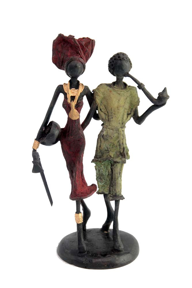 Bronze couple 20 cm rouge et vert n°2 Bronzes d'Afrique