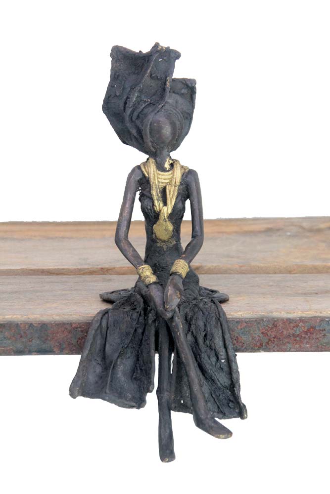 Bronze assis 20 cm noir n°8 Bronzes d'Afrique